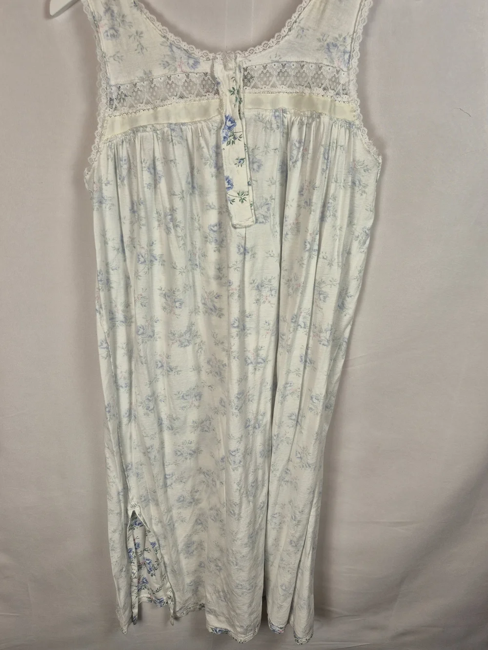 Carole Hochman Cream Nightgown with Blue Floral Print